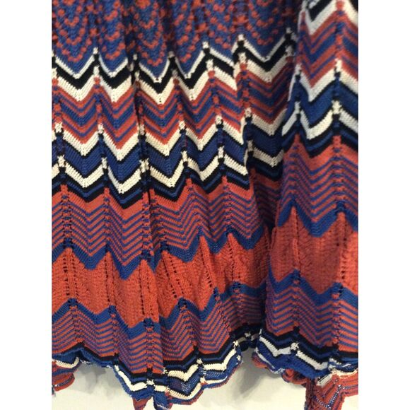 Sandro Paris Crocheted Skirt Chevron Small Stretchy Midi Elastic Waist boho - Picture 2 of 8